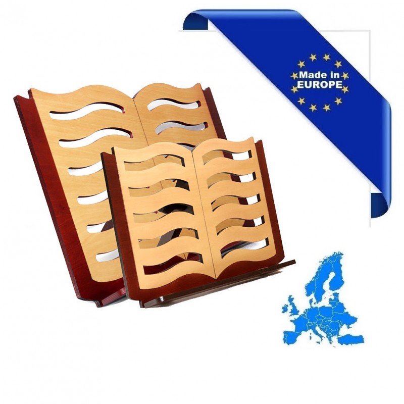 LEGGIO IN LEGNO DA TAVOLO SMALL BOOK MADE IN EUROPE IN MOGANO DESIGN LIBRO CON PAGINE INCLINAZIONE REGOLABILE