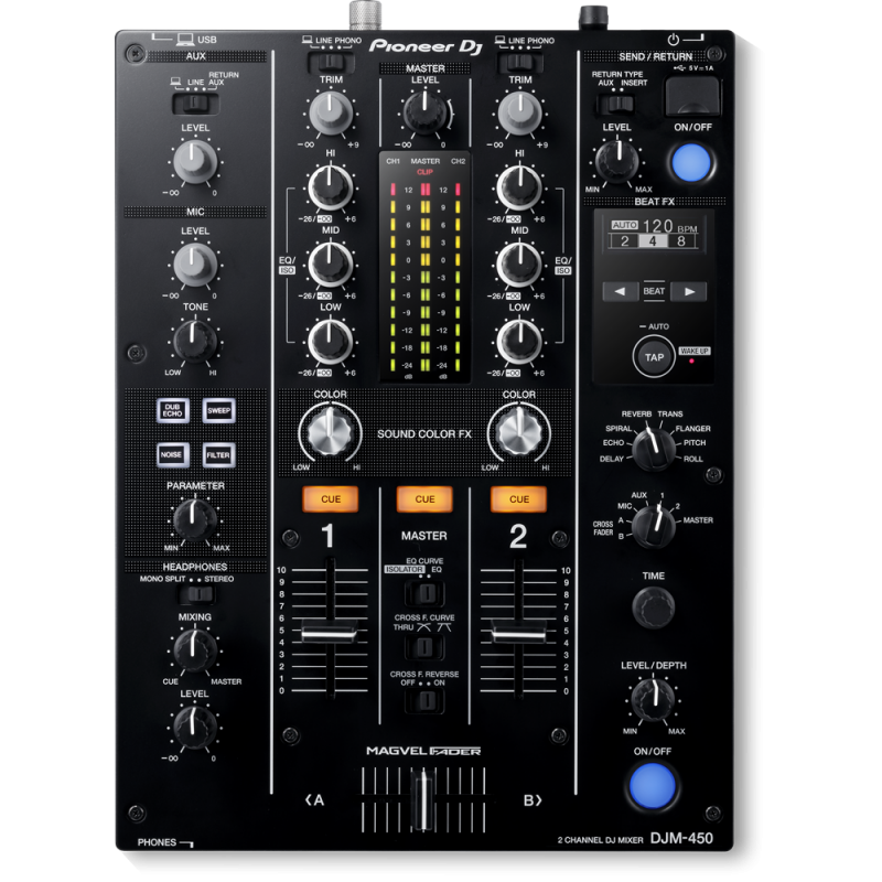 PIONEER DJM450 BLACK MIXER DJ 2 CANALI SCHEDA AUDIO 24BIT USB NERO